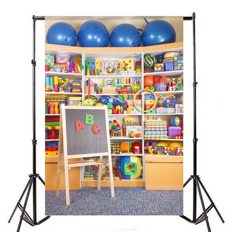 AOFOTO 4x6ft Children Playroom Toy Shelf Background Back to School Photobooth Preschool Kids First Day Playhouse Blocks Play Game Balls Photography Backdrop Kindergarten Interior Studio Props Vinyl - Image 4